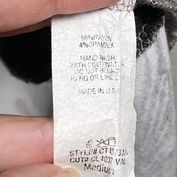 Celeste Tunic Top Womens Medium Pink Gray Black Animal Print Colorblock Made USA - Picture 3 of 3